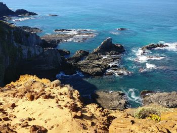 High angle view of sea against sky