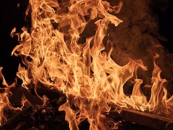 Close-up of bonfire at night