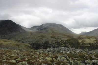 Scenic view of mountains against sky