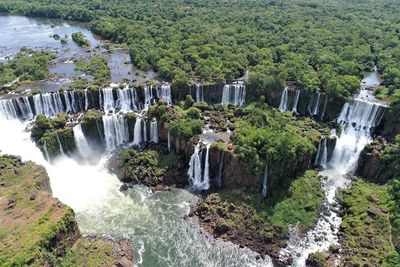 Aerial view of iguaçu's waterfalls. great landscape. nature's beauty scene,