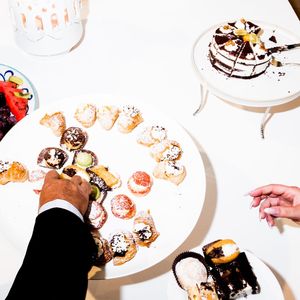 High angle view of cake on table