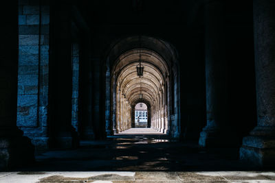 Empty colonnade at old building