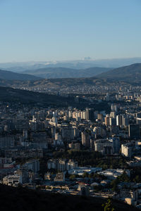 High angle view of buildings in city