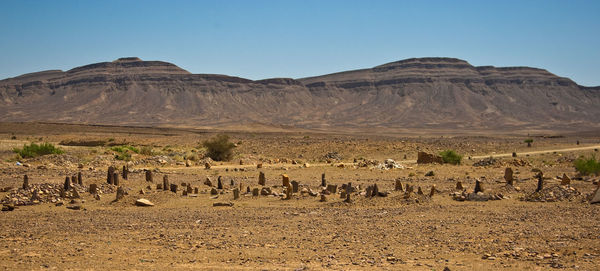 Scenic view of mountains against clear sky