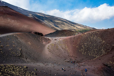 Scenic view of  etna land against sky