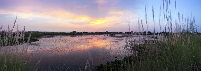 Scenic view of sea against sky during sunset