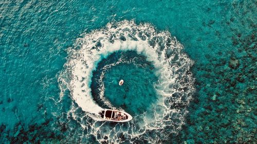 High angle view of swimming pool in sea