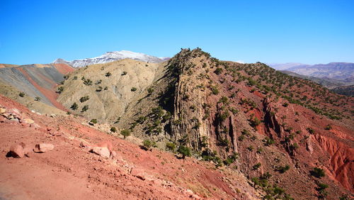 Scenic view of mountains against clear sky