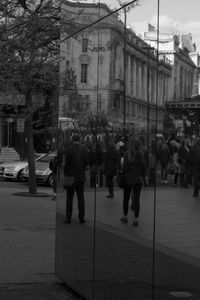 Woman walking in city