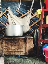 High angle view of chain