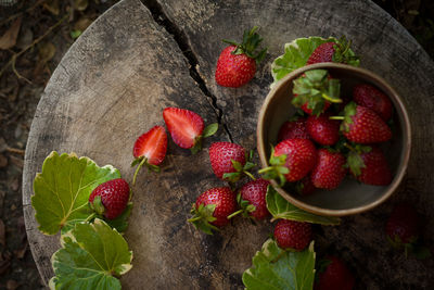 Close-up of strawberries in bowl on table