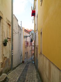 Alley amidst buildings against sky