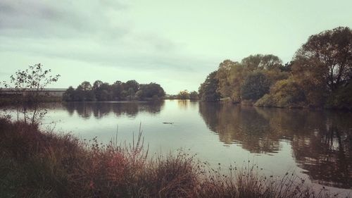 Scenic view of lake against sky