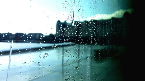 Close-up of water drops on glass