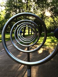 Close-up of playground equipment in park