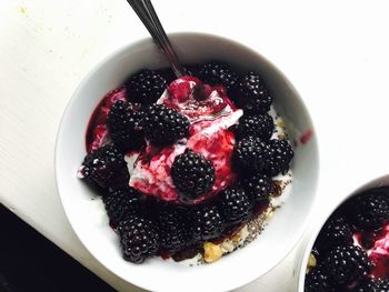 Close-up of dessert in bowl on table