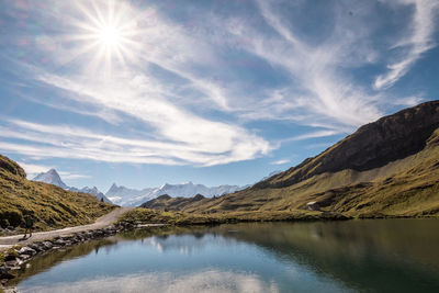 Reflection of mountain range in lake