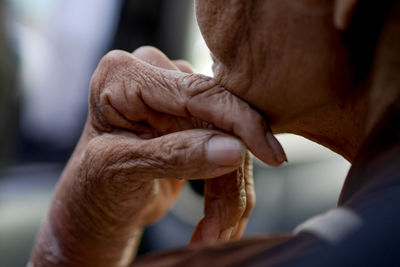 Close-up of thoughtful senior man at home