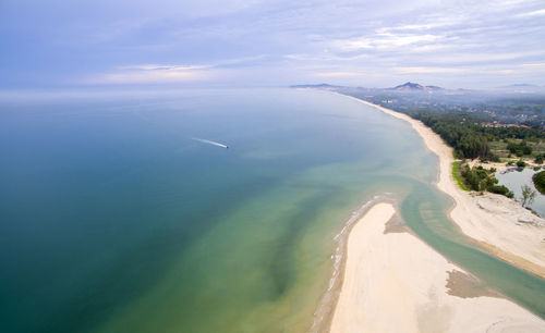 High angle view of calm blue sea