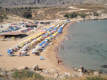 High angle view of people on beach