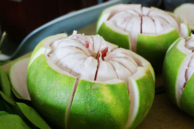 Close-up of fruits in plate