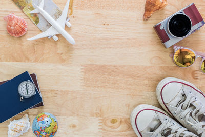 High angle view of food on table