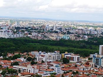 High angle view of cityscape against sky