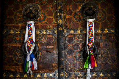 Close-up of multi colored decoration hanging outdoors