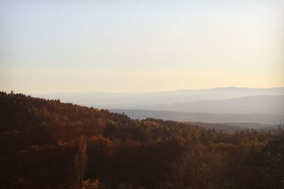 Scenic view of landscape against sky during sunset