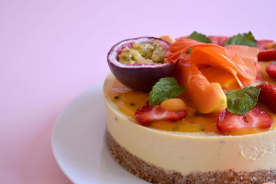 Close-up of fruit salad in plate