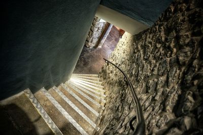 High angle view of stairs by sea