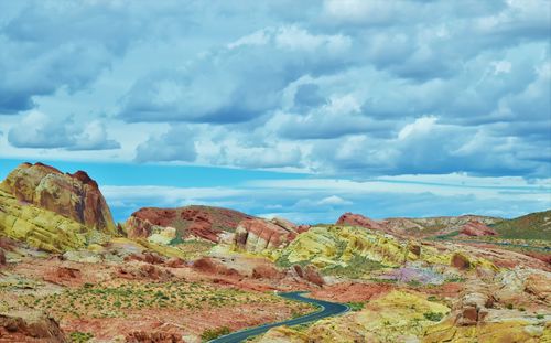 Scenic view of rock formations against sky