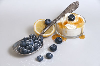High angle view of breakfast