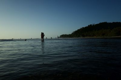 Scenic view of sea against clear sky