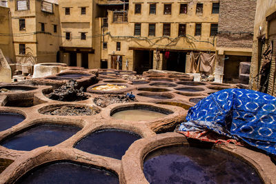 High angle view of buildings in city