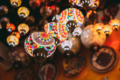 Close-up of multi colored lights for sale in market