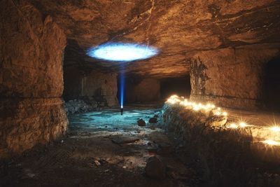 Close-up of illuminated cave