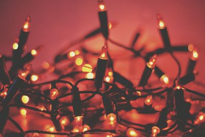 Close-up of illuminated christmas tree at night