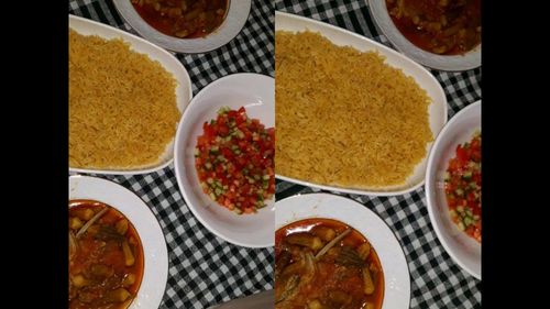 High angle view of meal served in plate