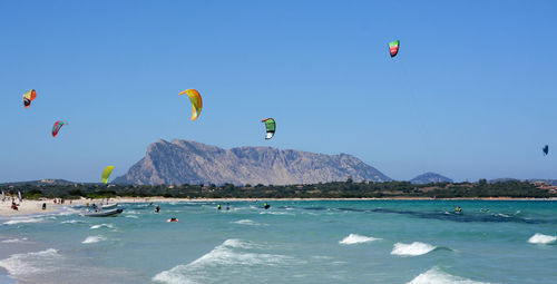 Scenic view of sea against blue sky