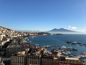 High angle view of city at waterfront