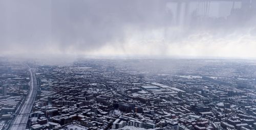 High angle view of city against sky