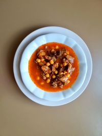 High angle view of food in plate