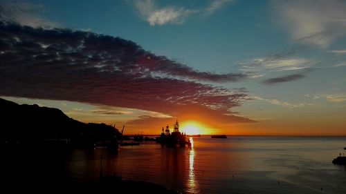 Scenic view of sunset over sea