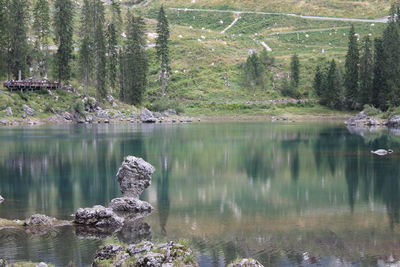 Panoramic view of lake carezza