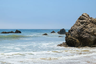 Scenic view of sea against clear sky