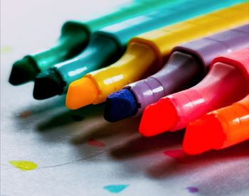 Close-up of multi colored toy on table