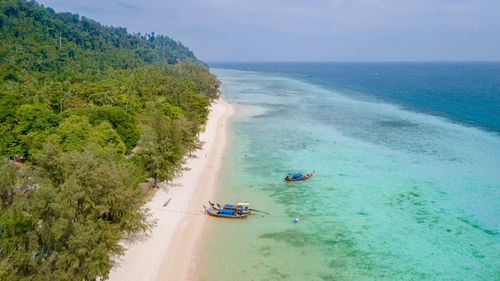 High angle view of people on beach