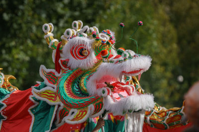 Close-up of dragon sculpture