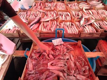 Full frame shot of fish for sale in market